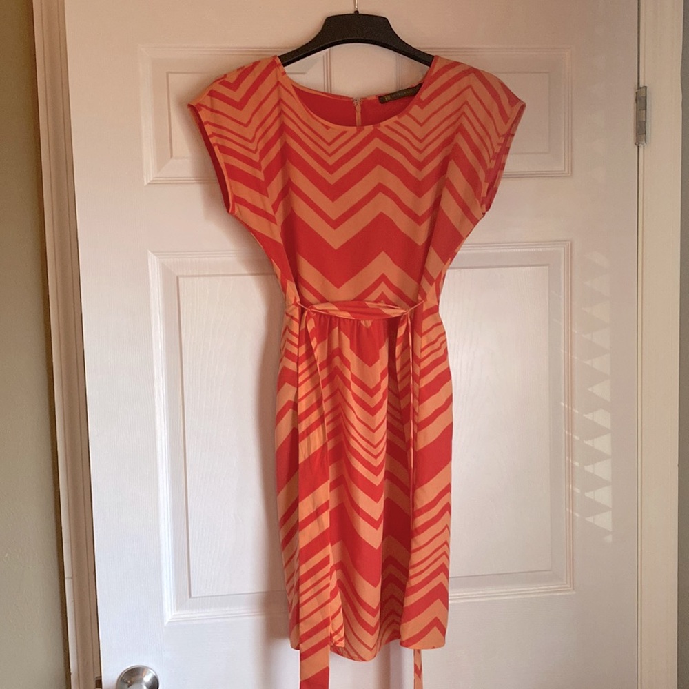 Coral chevron midi dress